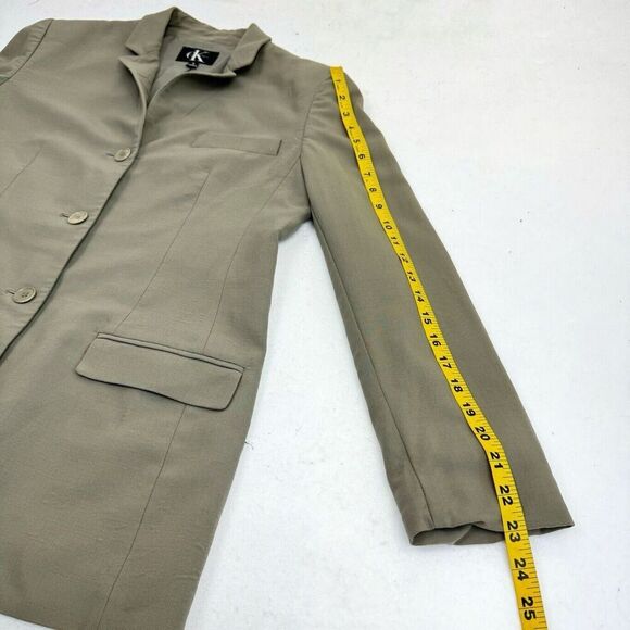 Calvin Klein Wool Jacket Coat Sz 6 Taupe 3 Button Single Breasted Lined Woman’s - Picture 13 of 16